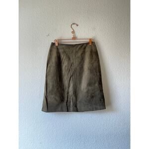 Peruvian connection dark green leather mini skirt size 6‎